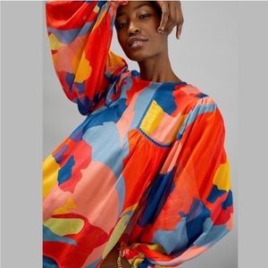 NWT Anthropologie Bl-nk Miranda Peasant Blouse Size Large